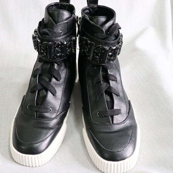 Karl Lagerfeld Hi Top Leather Sneakers Mens 10 Zip Up Black FLASH SALE - Picture 5 of 16
